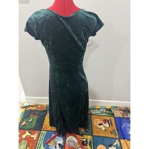 Vintage All‎ That Jazz Womens Size S Green Velvet Low Back Party Dress